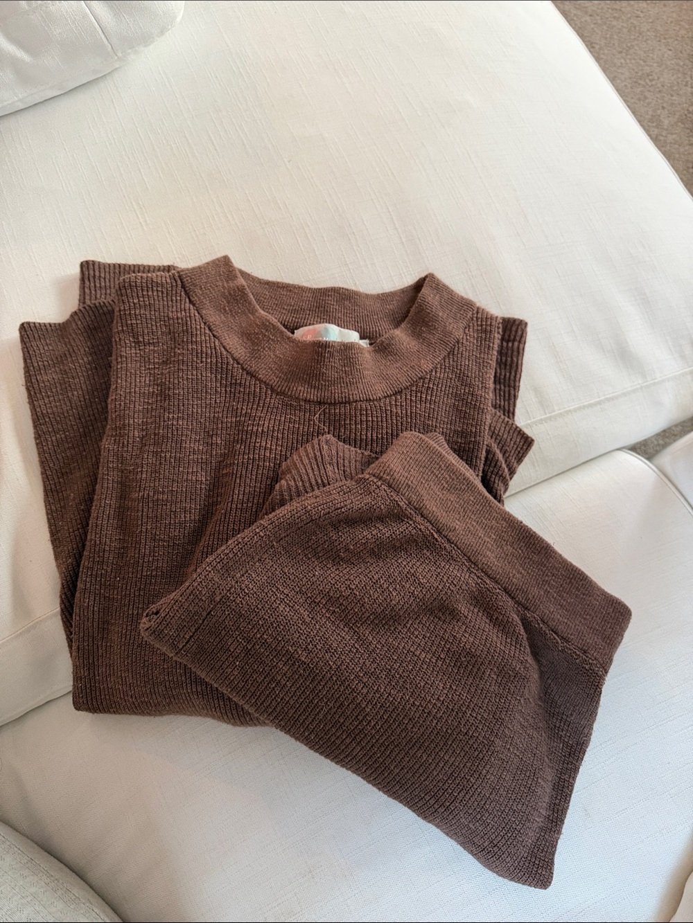 Free People Beach Crew Sweater + Shorts Set in Brown